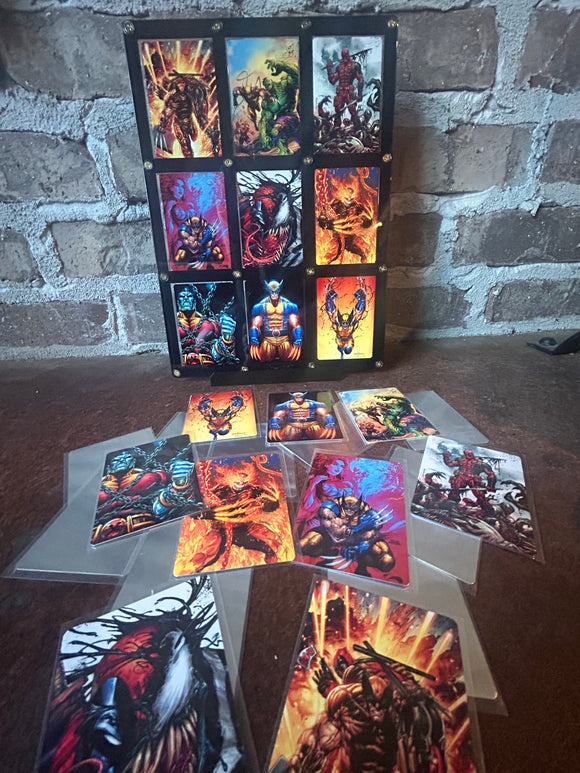 Metal trading card set of 9