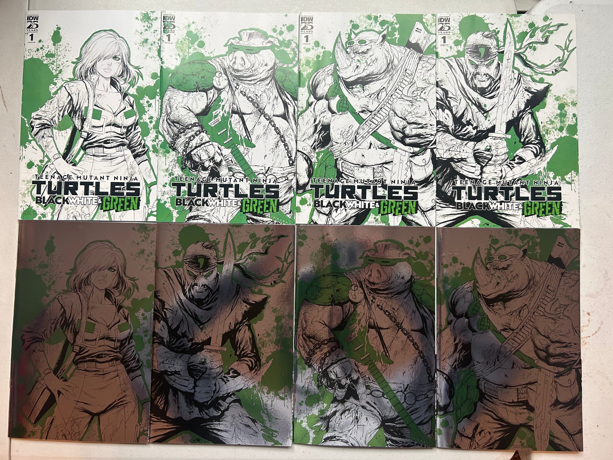 TMNT black white and green battle damage – Tyler Kirkham Store