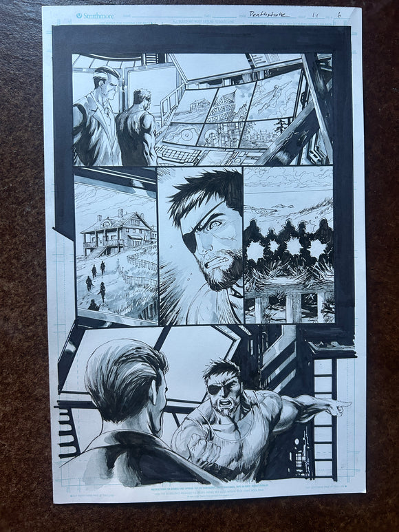 Deathstroke original art issue 11 page 6. signed by Kirkham
